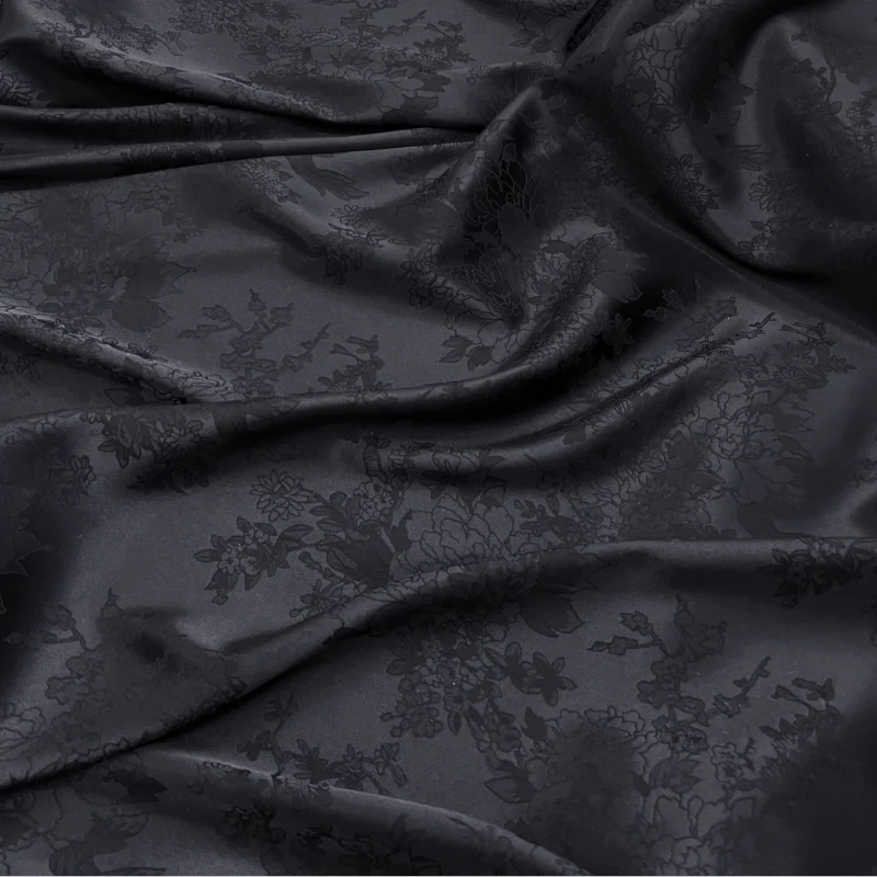 Jacquard Satin Black Fabric, Suitable For Dress Making , Sold by Yard