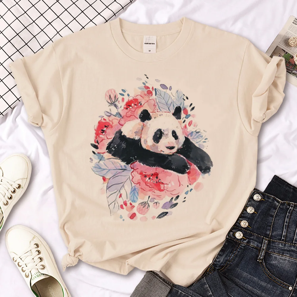 Panda t-shirts women harajuku Y2K comic t-shirts girl graphic designer Japanese clothing