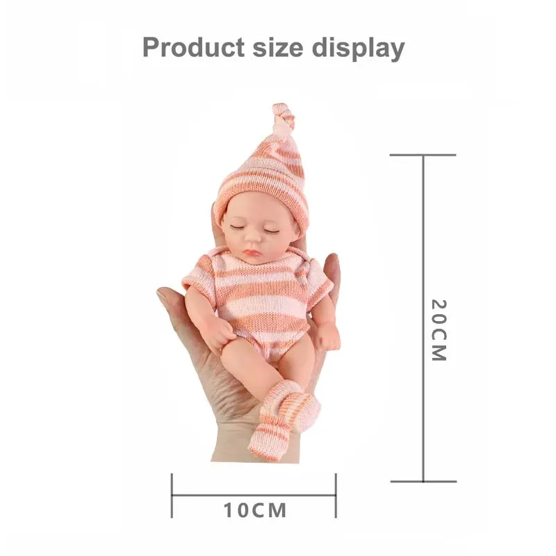 Mini 7.87 Inch Reborn Doll Sleeping Doll 20cm Cute Newborn Dolls Toys Soft and Full Body Vinyl Doll For The Best Gift For Women