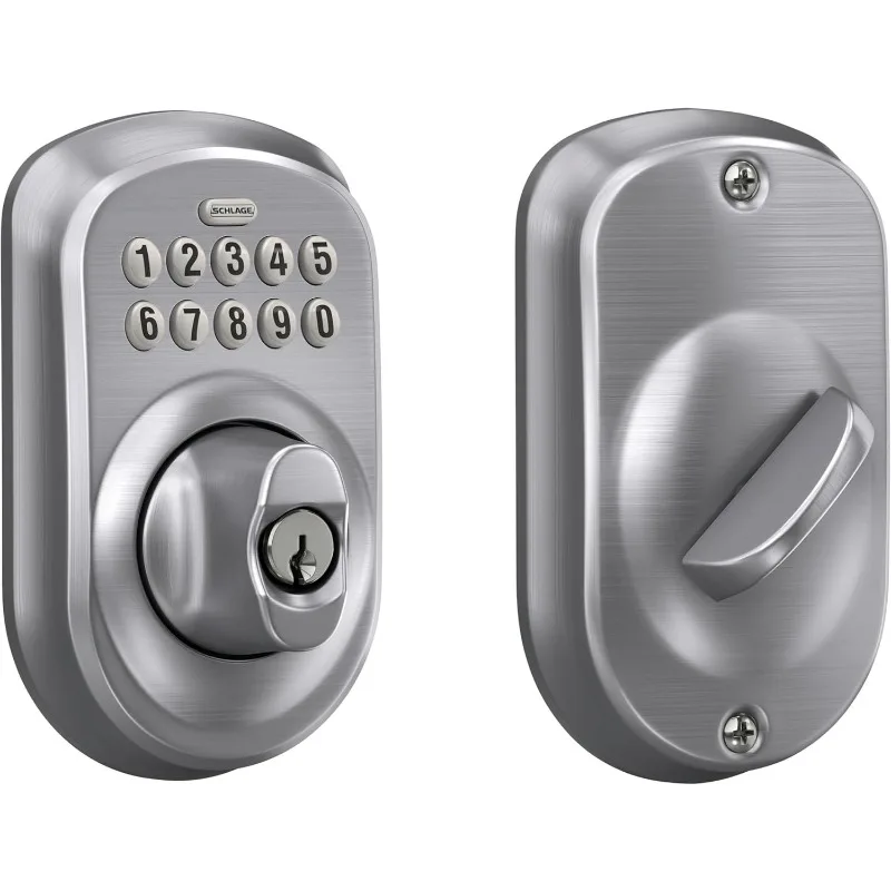 

PLY 626 Plymouth Keypad Deadbolt, Electronic Keyless Entry Lock, Satin Chrome US(Origin)