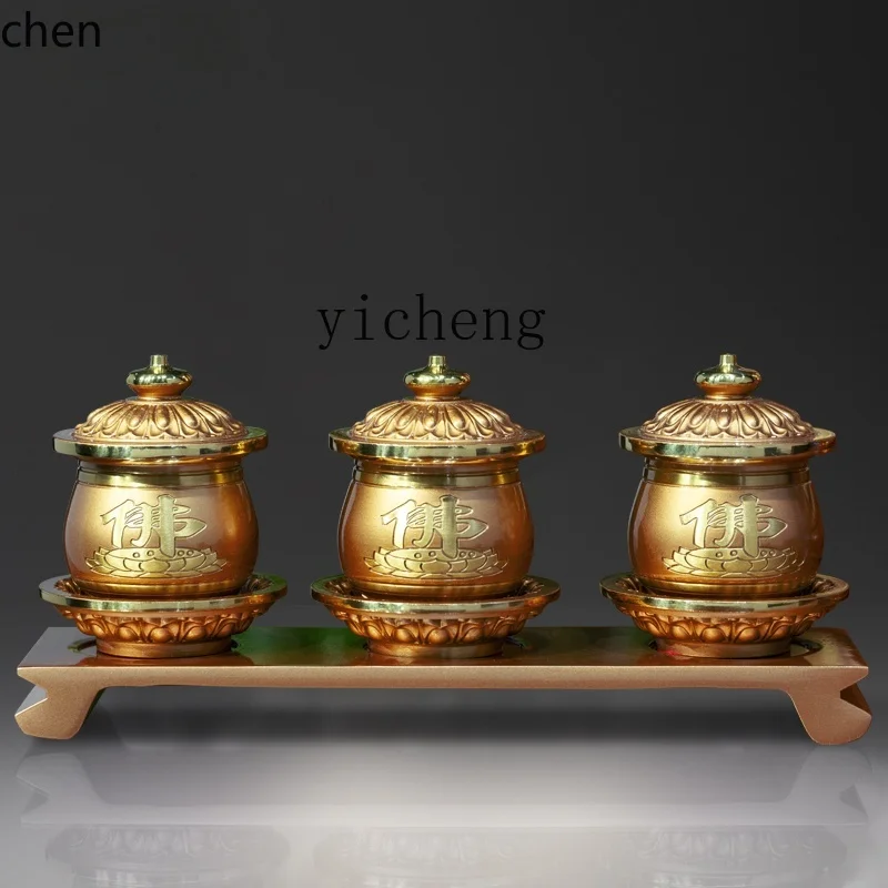 ZMLHSN Buddha Front Water Cup Brass Buddha Cup  Buddhist Hall Household Tribute Tea Cup Guanyin Holy Water