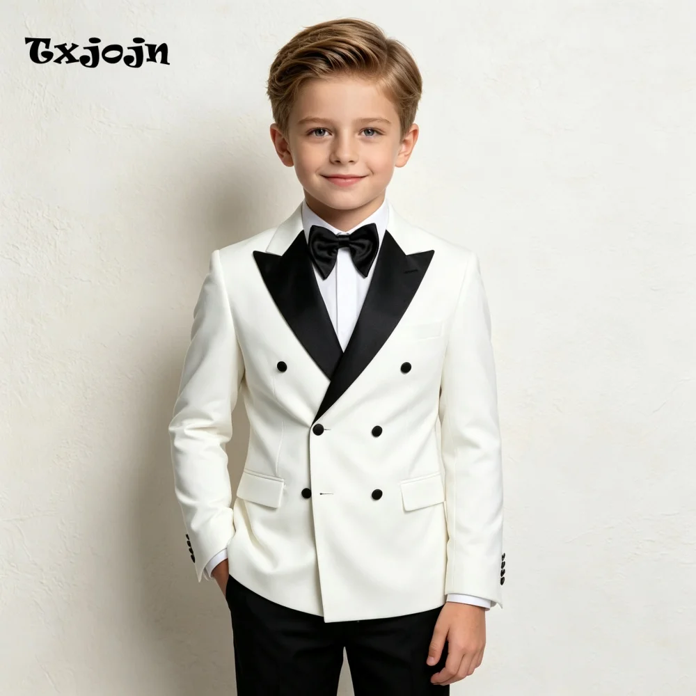 Formal Boys Suit Fashion Wedding Tuxedos 2-piece Set Trend  Pointed Collar Jacket Double Breasted Blazer Pants for Party