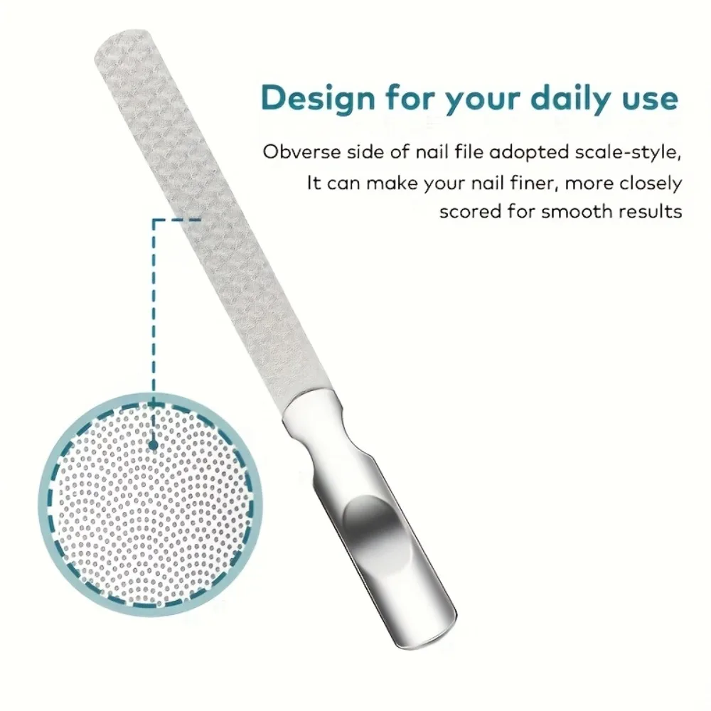 Limes à ongles Double face en acier inoxydable, avec étui, outils professionnels de manucure et de pédicure réutilisables pour Salon de maison, Kit de soins des pieds