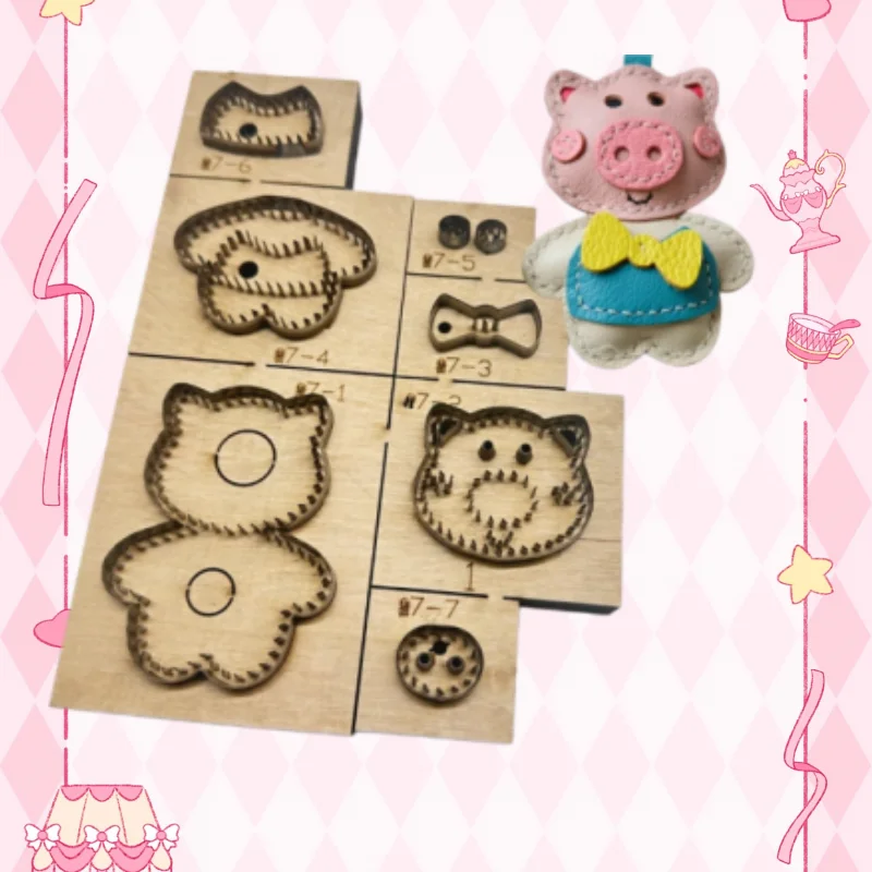 Piglet Keychain Pendant Cutting Die, Pink Pig Bag Charm Leather Mold, Custom Laser Cutting Dies