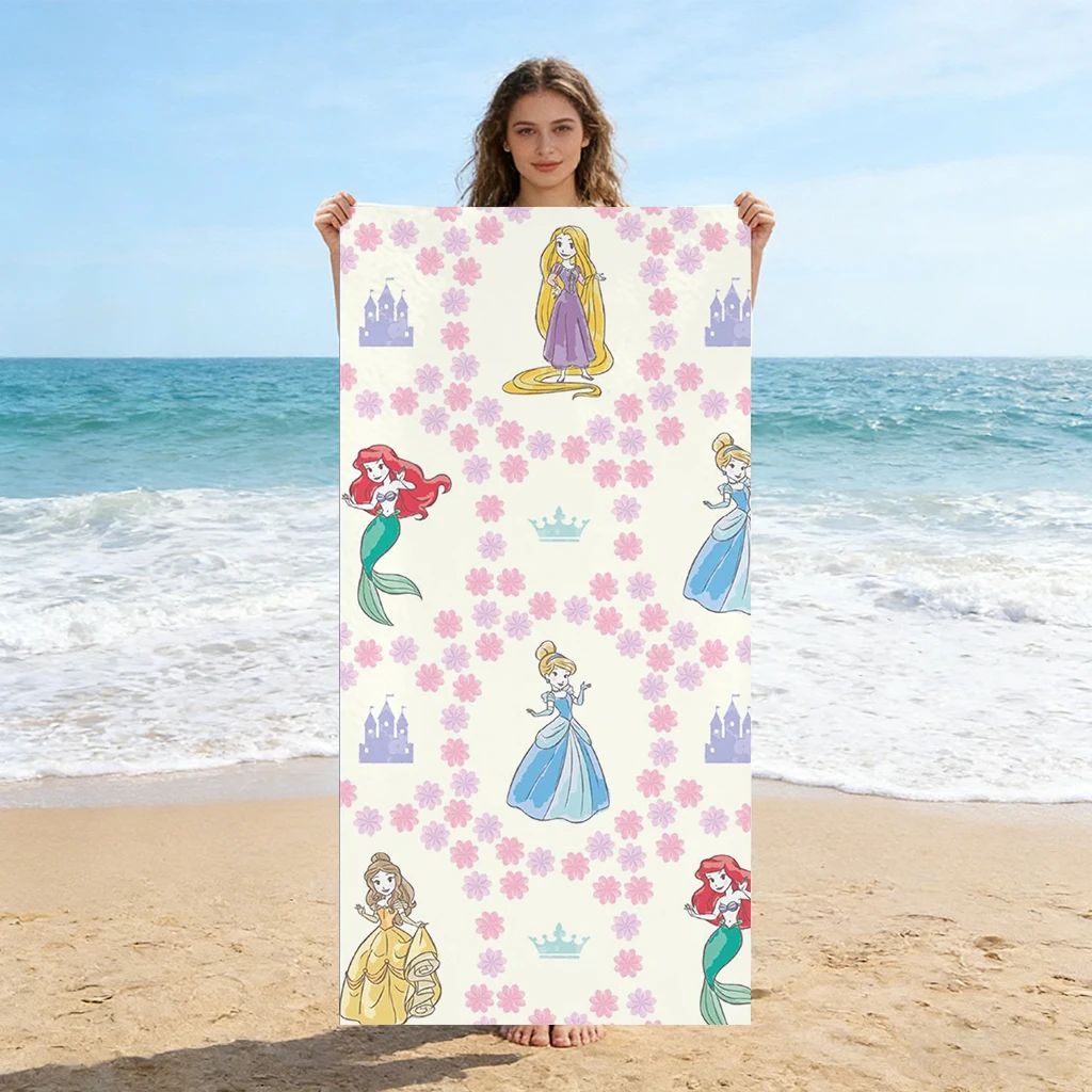 

1pc Princess Quick Dry Beach Towel - Microfiber Absorbent Lightweight for Travel & Camping