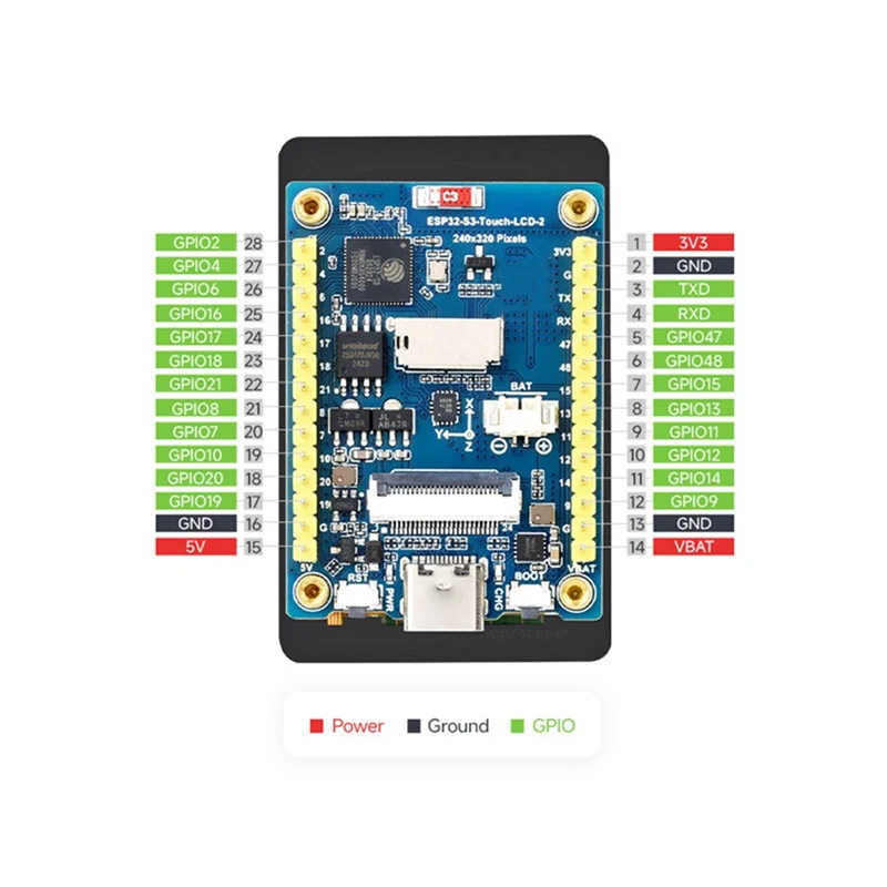 A7THK-ESP32 S3 LCD Camera Development Board With Touch With 2-Inch Display OV5640-5MP Camera QMI8658 Sensor For Arduino