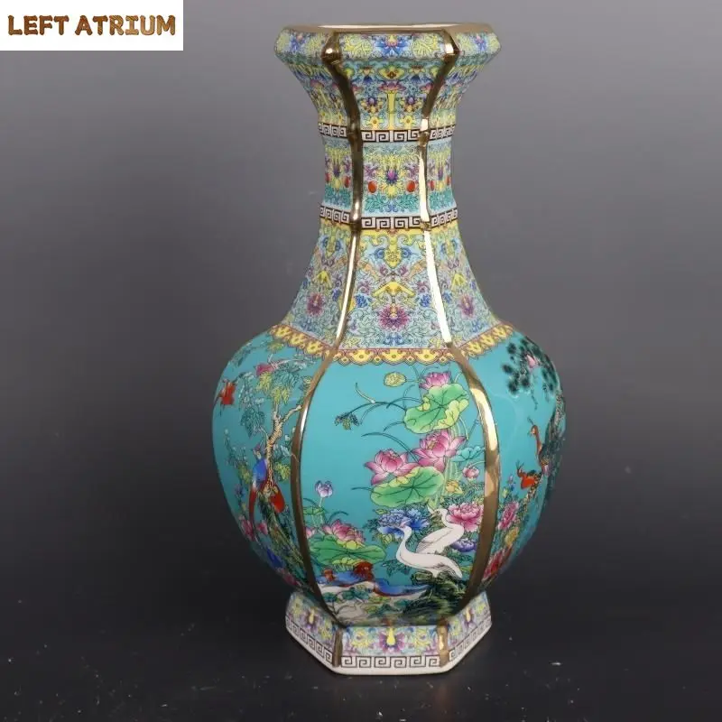 

26CM Ceramic Vase Antique Collection Living Room Decoration Enamel Porcelain Home Furnishing Ornaments Housewarming Gift