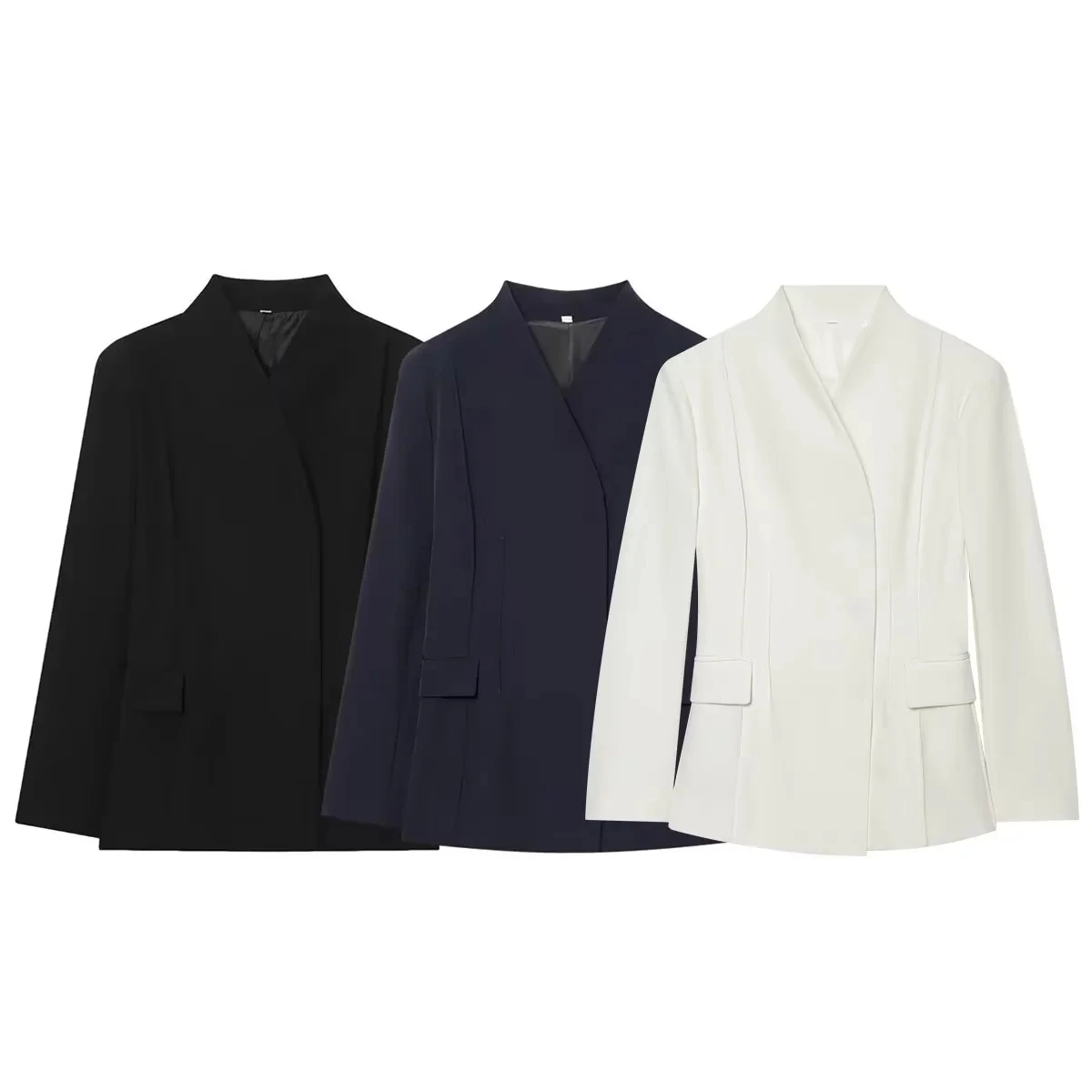 KONDALA Vintage Chic Büro-Damen-Blazer mit V-Ausschnitt, versteckter Knopfleiste und Taschen, schmal geschnitten, modischer Frühling/Sommer 2026 Freizeit-Blazer – Detail 2