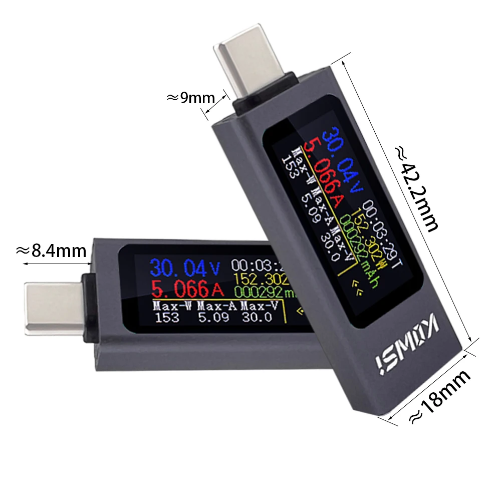 11 in 1 컬러 Type-C 테스터 DC 디지털 전압계 전류계 전류 전압 측정기 앰프 볼트 전류계 보조베터리 충전기 표시