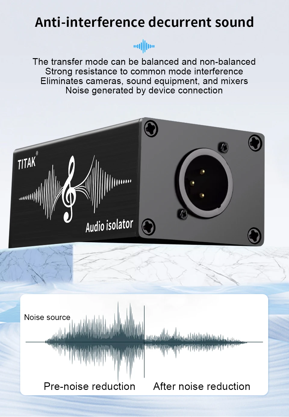 1 Stück TITAK XLR Audio-Erdungsisolator zur Beseitigung von Brummen für Mikrofonmischer, Live-Bühne, Studio-Aufnahmegerät – Detail 3