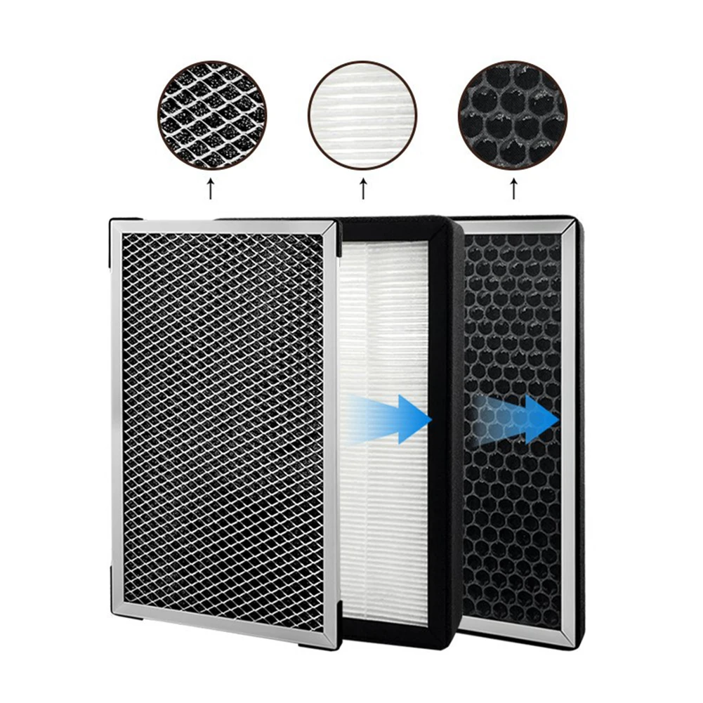 Elemento de filtro de aire rectangular para eliminar humo y polvo con carbón activado y HEPA para calidad del aire interior