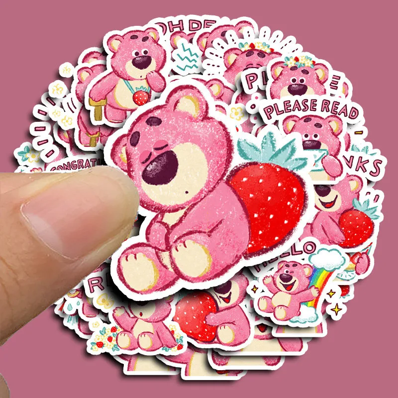 40 قطعة من ملصقات الكتابة على الجدران للفتيات اللطيفة على شكل دب الفراولة للدراجات اليدوية مقلمة هدية للأطفال (متجر عوالم الرسوم المتحركة)