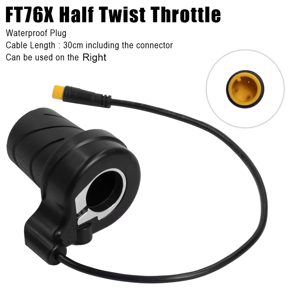 Electric Bike Thumb Throttle 76X/FT-76X Half Twist Throttle Handle 12-72V Right Hand Accelerator Waterproof 3pin WP Plug Accesso