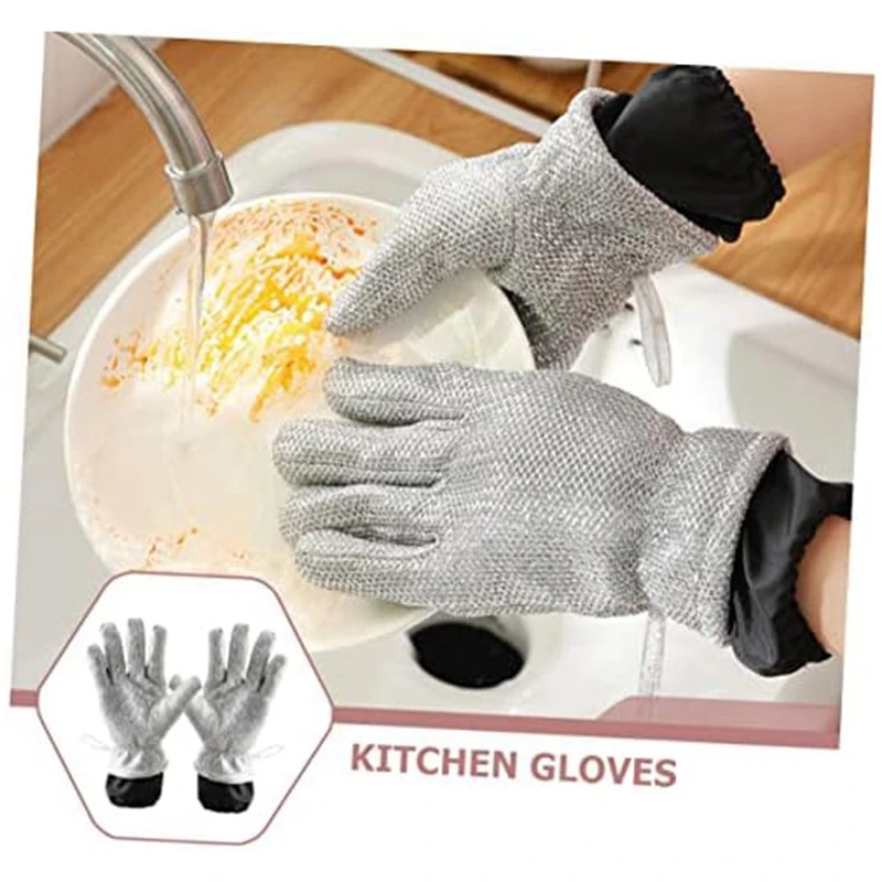 1 Pair Household Dusting Gloves Dish Washing Gloves Cleaning Gloves Medium Plate Dish Towel Cutters Durable