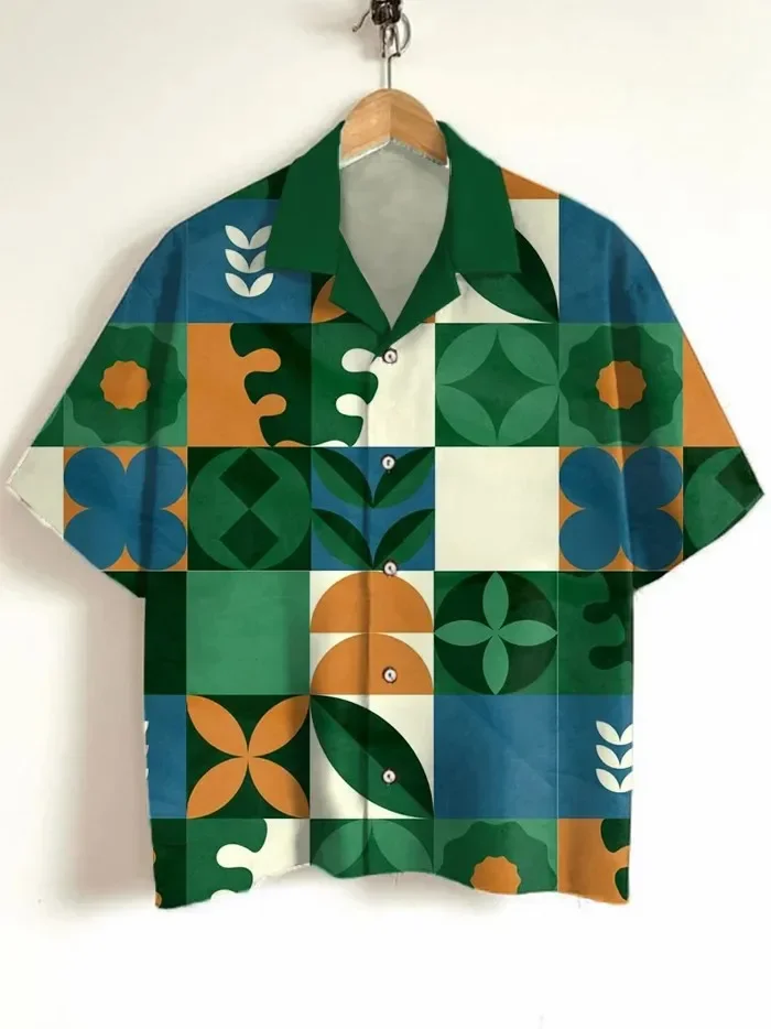 

Мужские рубашки с художественной графикой и короткими рукавами, рубашка с лацканами на пуговицах для лета, топы большого размера, повседневные гавайские рубашки для отпуска