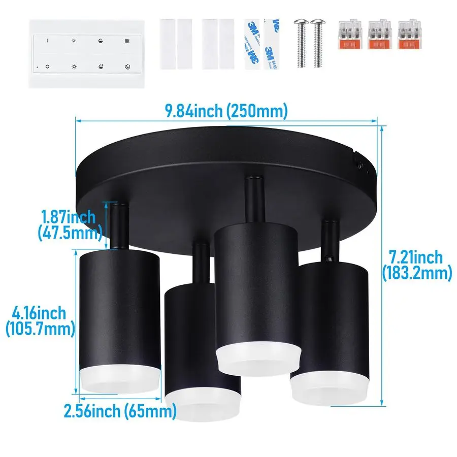 Умный светодиодный потолочный прожектор, потолочные точечные светильники с регулируемой яркостью в помещении, 4 светильника для скрытого монтажа, работа с усилителем Wi-Fi 2,4 ГГц Blueto