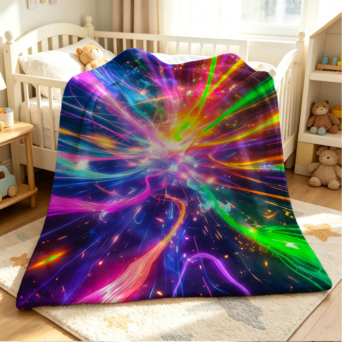 Cosmic Burst Flannel Blanket Warm Soft Halloween Christmas Couch Warm Cozy Decorative Decor Gift for All Season