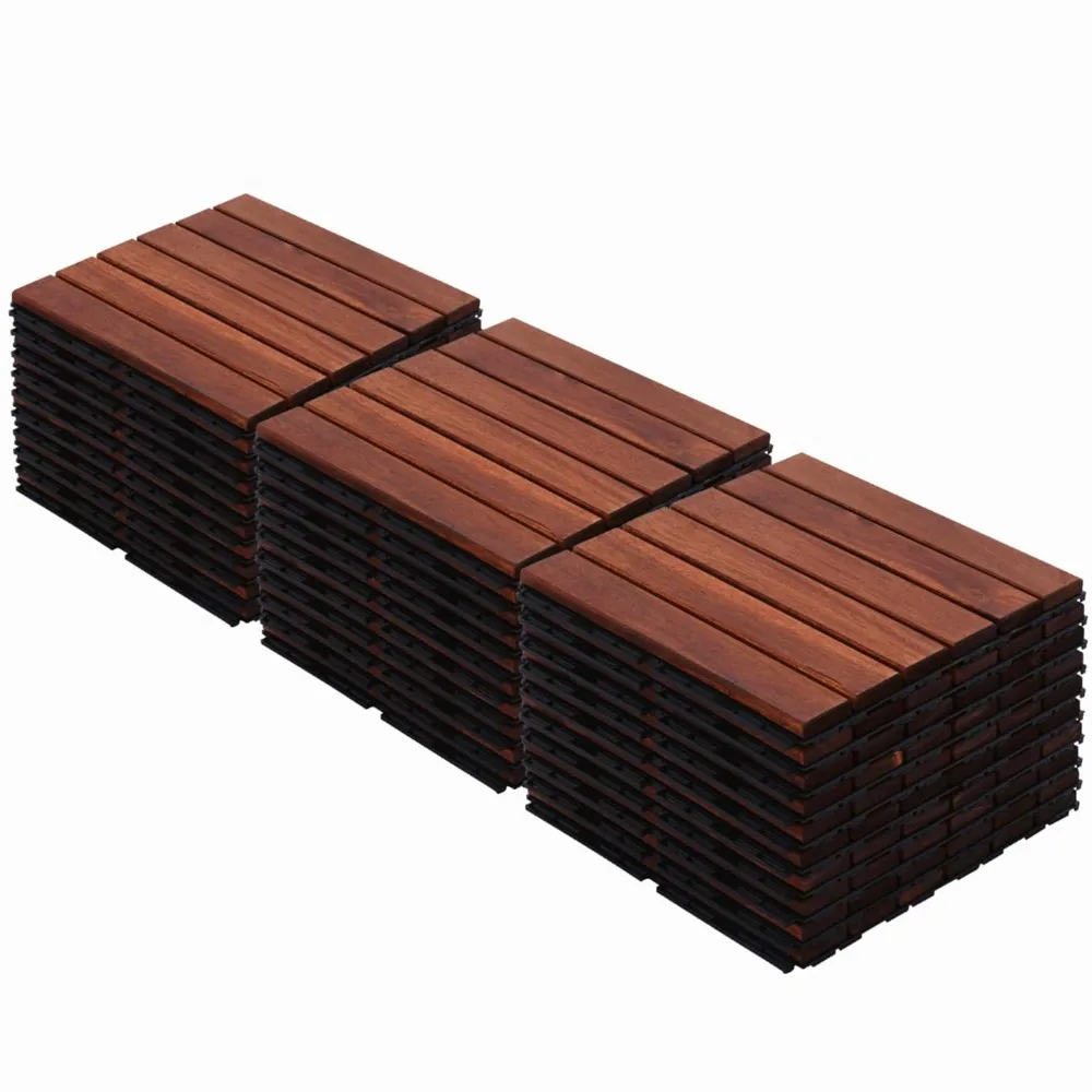 

30 шт. модульной плитки для террасы, водонепроницаемый наружный пол из массива дерева, плитка из акации 12x12x0.8 дюймов, для патио, на заказ
