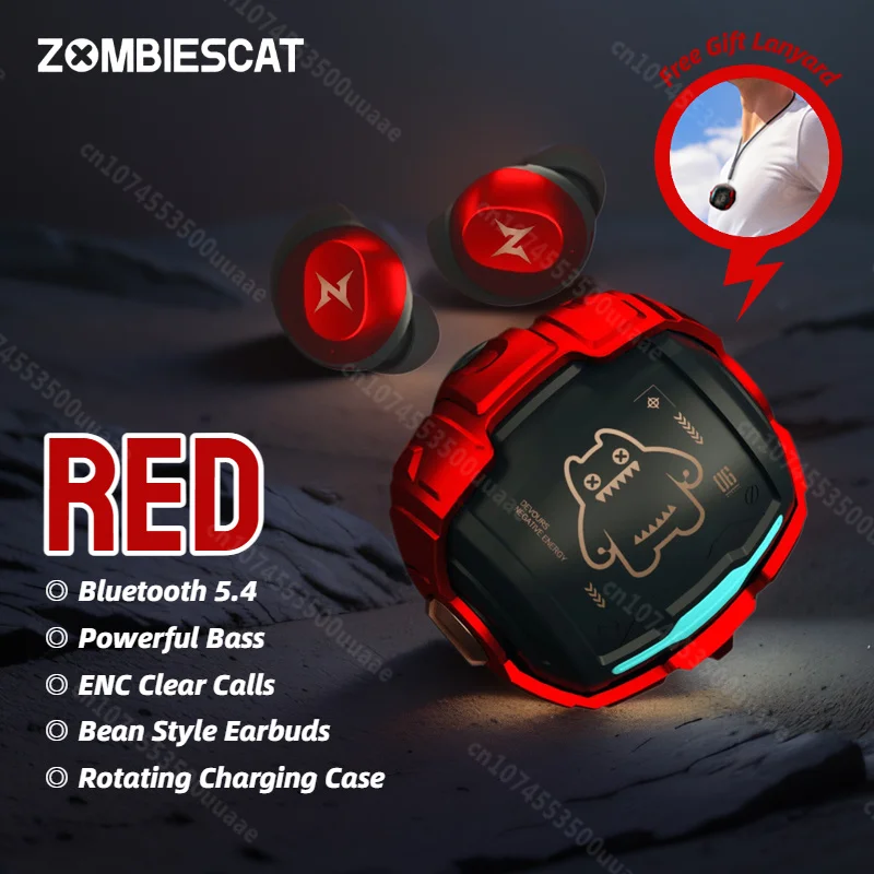 Zombiescat B12 TWS Wireless Earbuds Invisible in-Ear Bluetooth 5.4 Earphones Rotating Flip-Top Design Bluetooth Sports Headphone