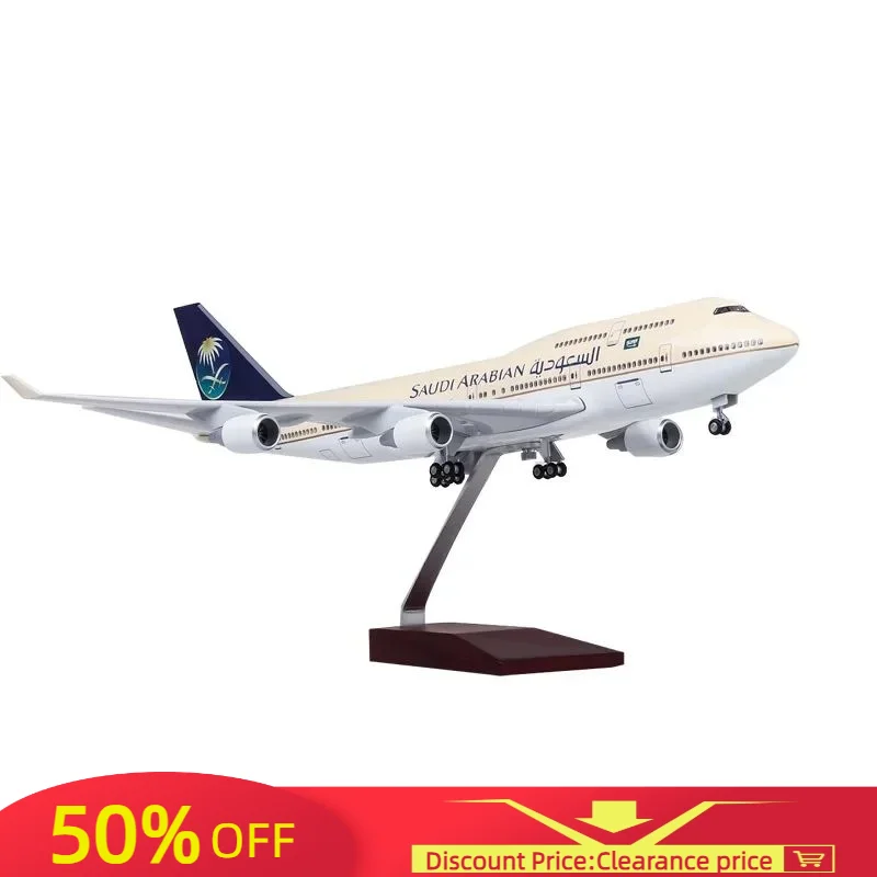 

1:150 Collection With Wheel Light 47cm Saudi Airlines Boeing 747 Simulation Civil Airliner Aircraft Model 747-400 Of Presents