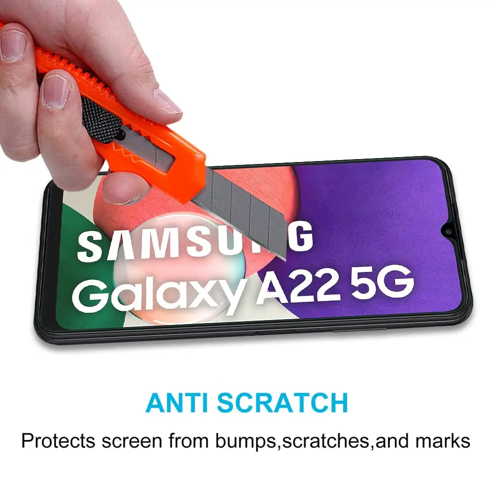 Screen Protector For Samsung Galaxy A22 5G Tempered Glass HD Crystal Clear 9H High Aluminum Anti Scratch Case Friendly