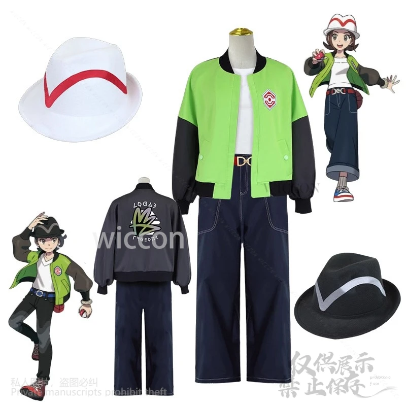 

Anime Mon LEGENDS Z-A Cosplay Hero Heroine Costume Green Black Uniform Jacket Hat Sleeve Baseball Suit Hat For Girls Customized