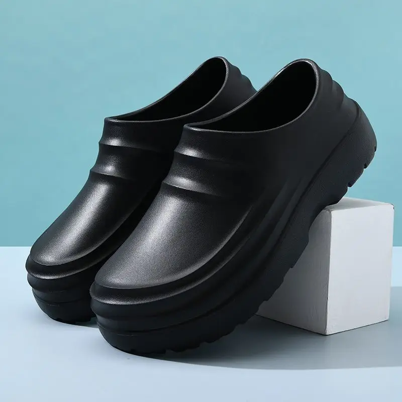 Women's 2025 New Slip On Chef Shoes Waterproof Closed Heel Thick Sole Safety Work Shoes Kitchen Rainproof Labor Protection