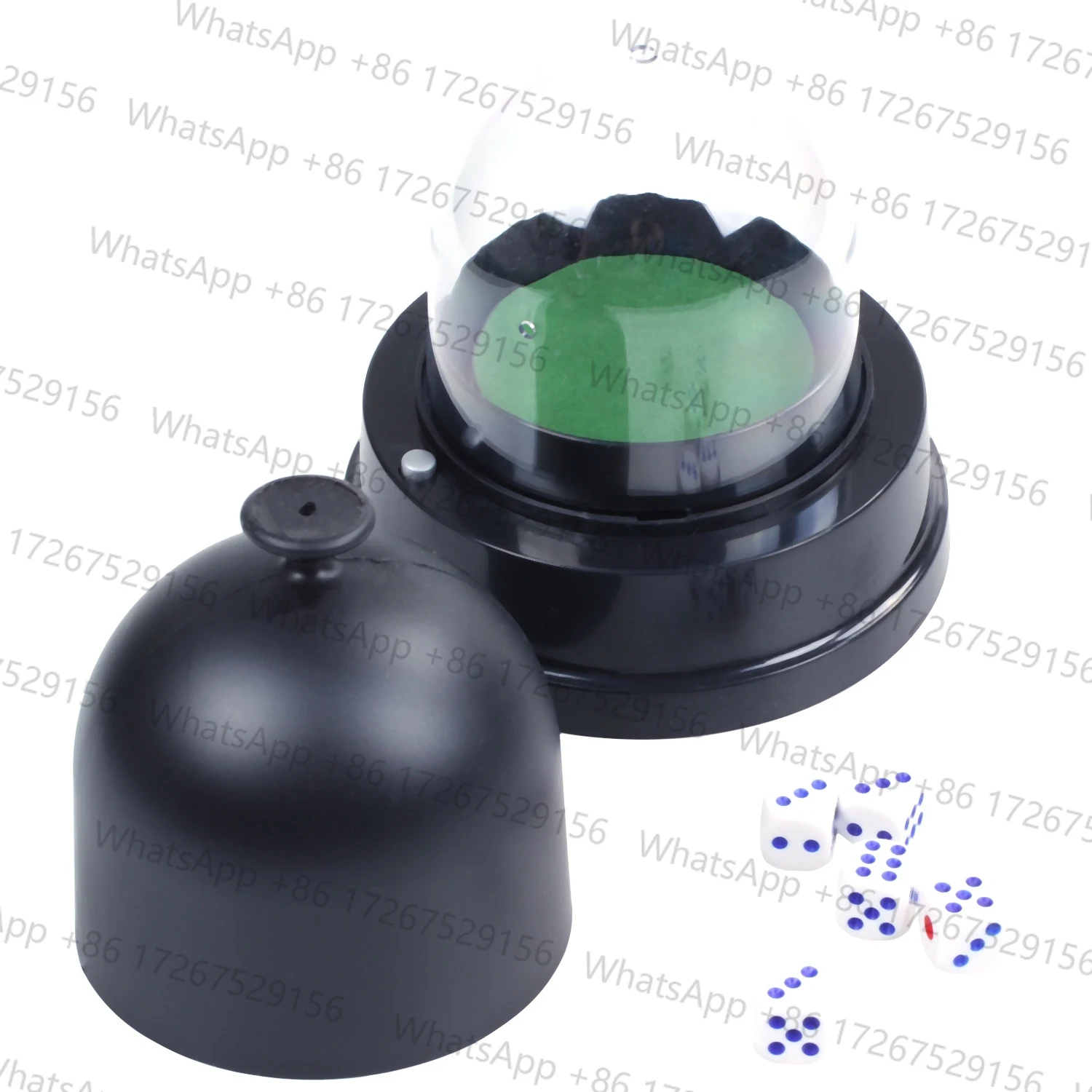 Trendy! Automatic Dice Roller Cup Battery Powered Pub Bar Party Game Play With 5 Dices Black