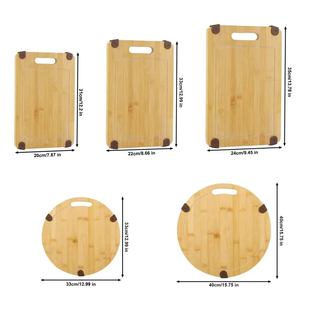 Thick Bamboo Cutting Board Bamboo Cutting Board Set Non-slip Square Chopping Boards for Meat Fruit Durable Dishwasher for Home