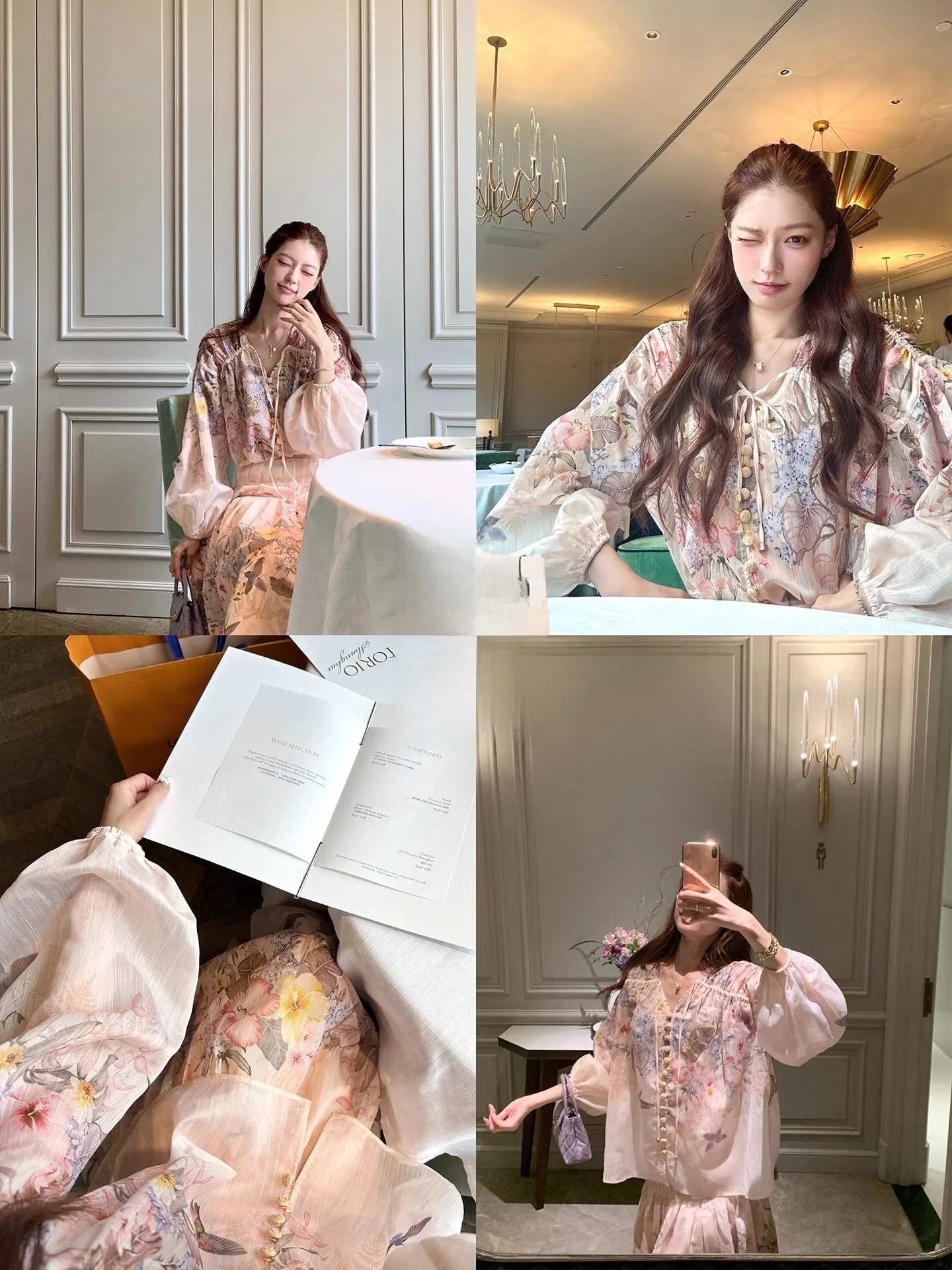 

Elegant Casual Pink Shirt Lantern Sleeve Drawstring Design Fashion Set with High Waist Skirt for Women by SourceWithU