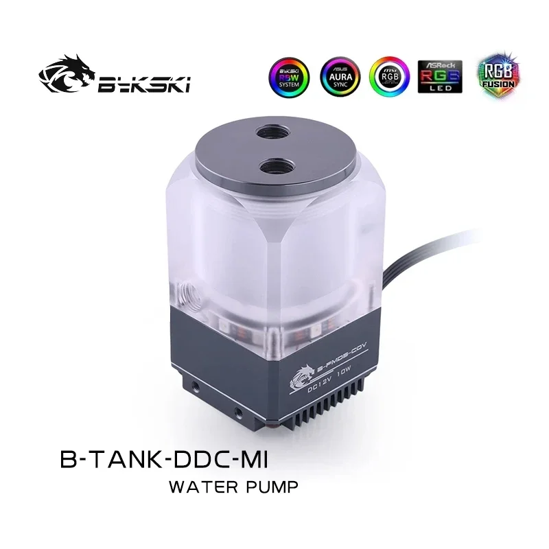 Bykski B-TANK-DDC-MI, รูปร่างกล่อง Mini อ่างเก็บน้ําปั๊มผสม, ปั๊มแบบบูรณาการ, หัวเอาต์พุต 4 เมตร, การไหลสูงสุด 450L/H