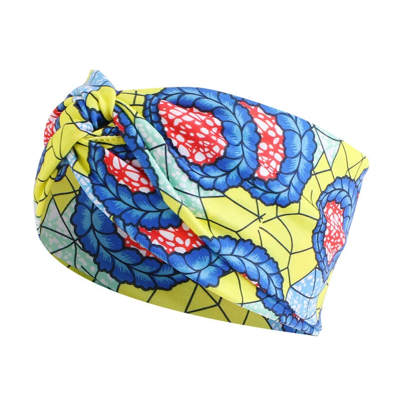 2024 New African Floral Print Headband Twist Style Women's Sports Yoga Elastic Hairband Fashion Salon Make Up Hair Wrap Headwear