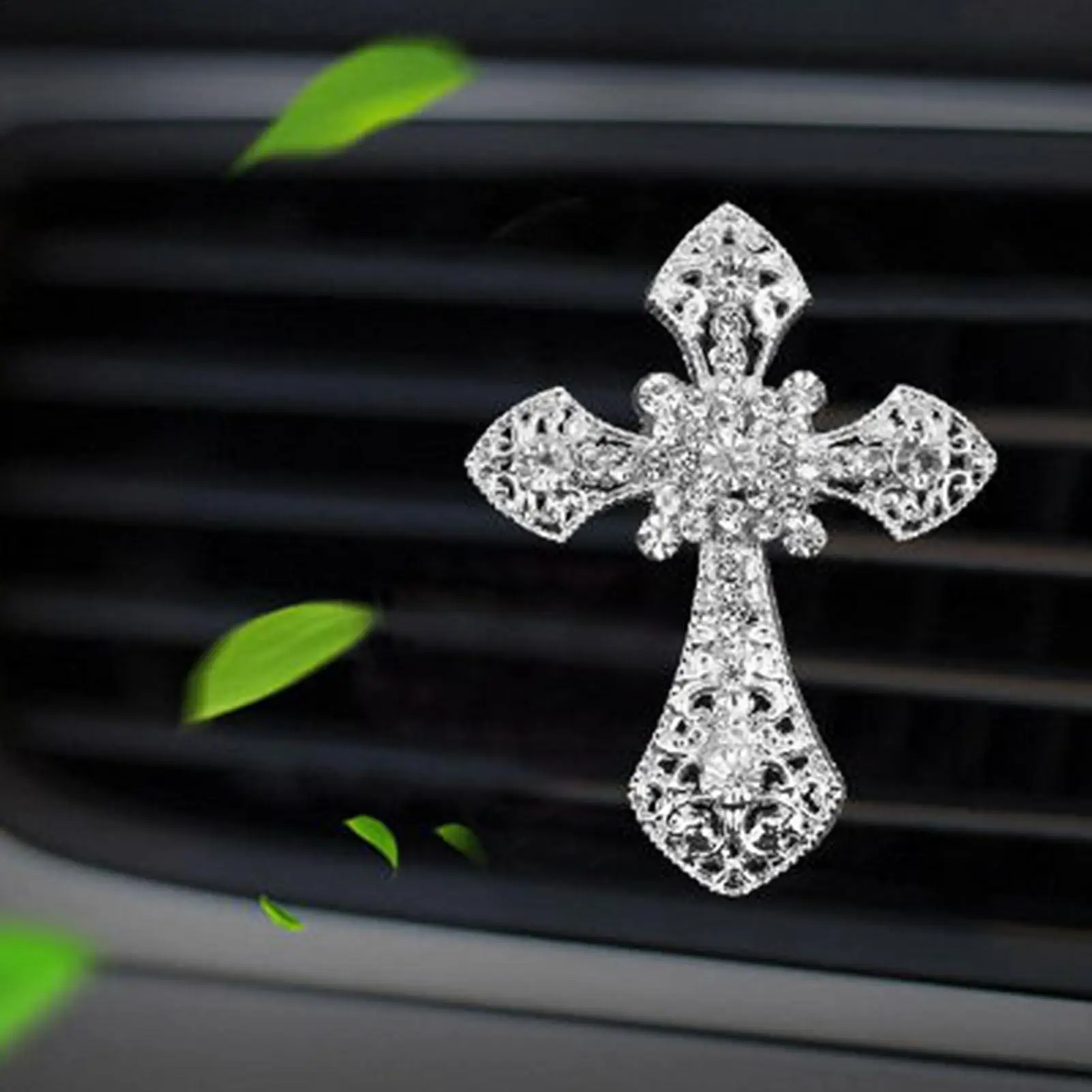 Bling Car Air Vent Clip Car air conditioning vent fragrance clip Diamond-encrusted cross Air vent perfume clip Car Air Freshener