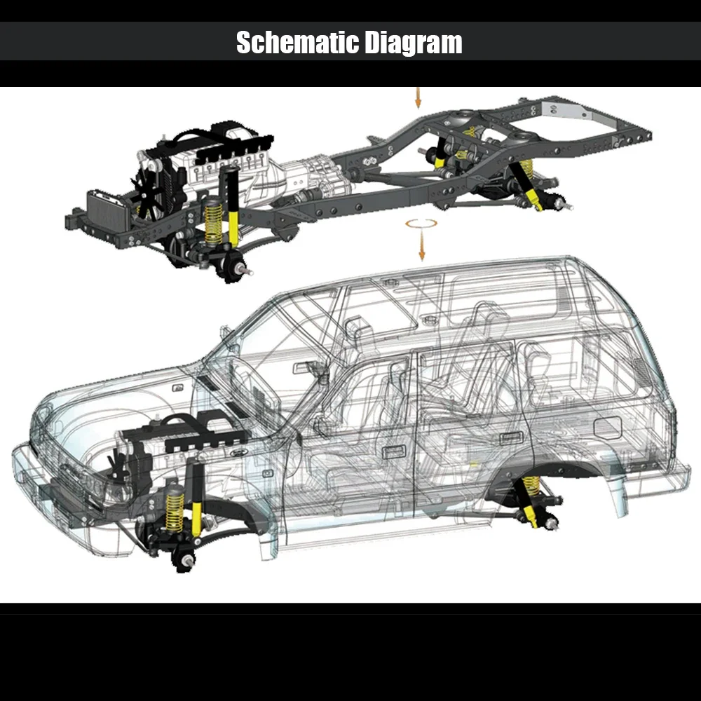 RCRUN-Kit de cadre de châssis en métal LC80, empattement réglable pour modèle de camion tout-terrain 1/10 RC Inoler, échelle 1:10