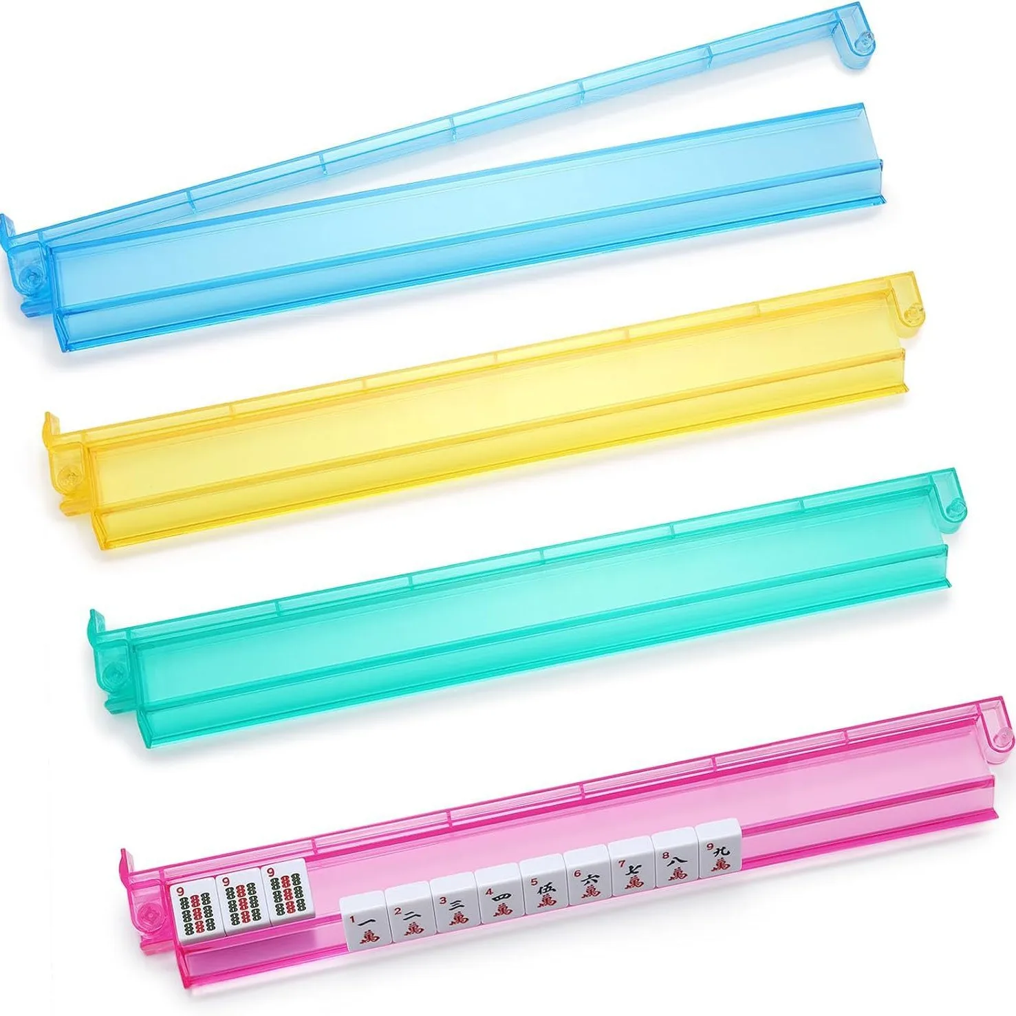 Custom Acrylic 18-Inch American-Style Mahjong Ruler with Push Rod 2-in-1 Four-Color Mahjong Ruler 4-Piece Game Accessory Set