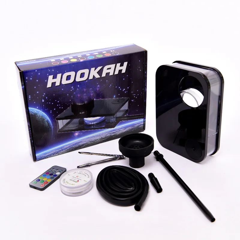Arabic hookah finished product set acrylic color box hookah shisha bar KTV with lamp pot