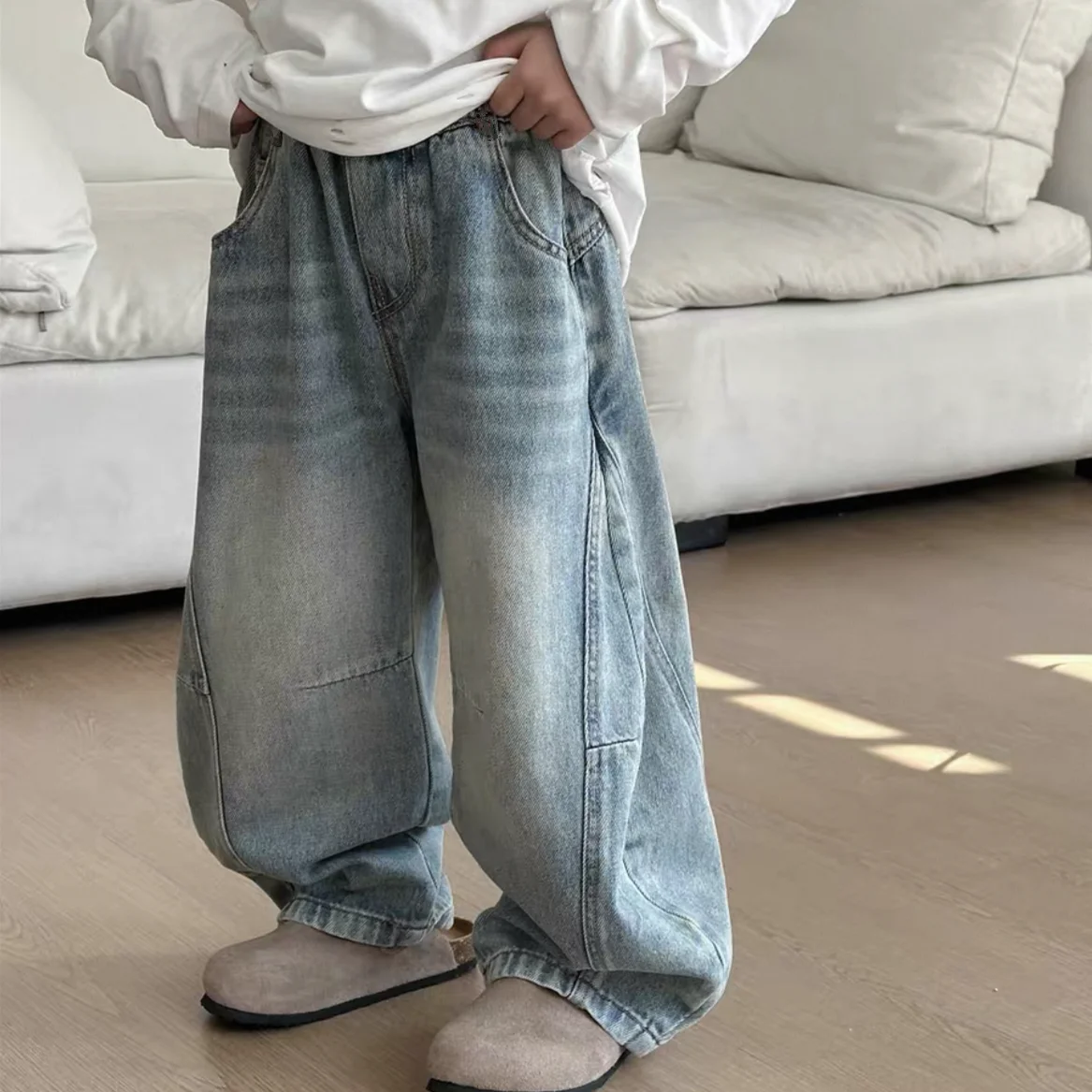 

Boys' Jeans 2025 New Spring Children's Pants Boys Loose and Handsome Splicing Casual Trousers Spring and Autumn