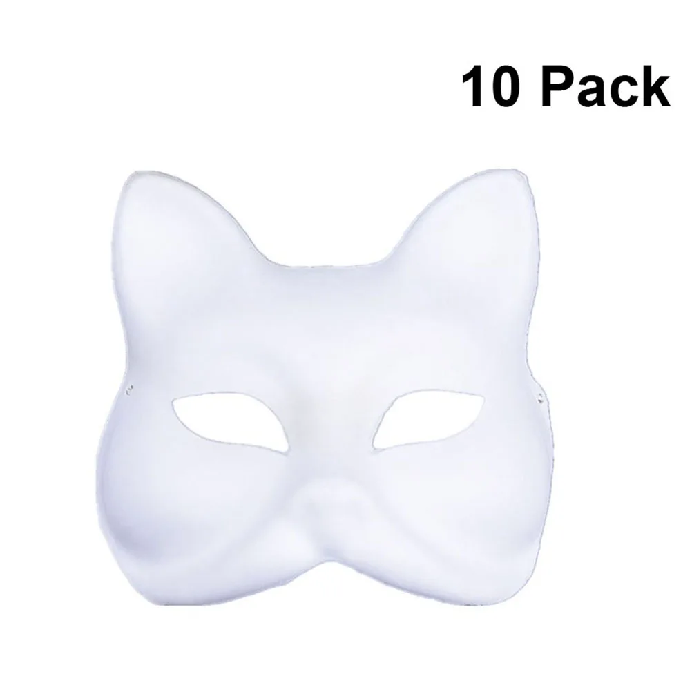 

10pc Pulp Blank White Painting Mask Full Face Costume Diy Educational Craft Mask For Easter Masquerade Party