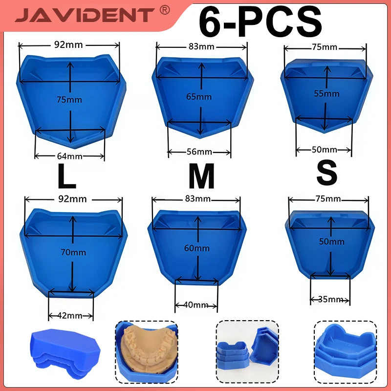 6Pcs Dental Model Base Silicon Plaster Model Base Denture Impression Tray Impression Dentistry Former Base Kit Dentist Tools