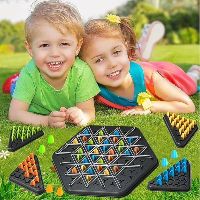 New Geometry Chain Chess Puzzle Triangle Chess Desktop Game Rubber Band Training Family Interaction Exercise Thinking Toys Gifts