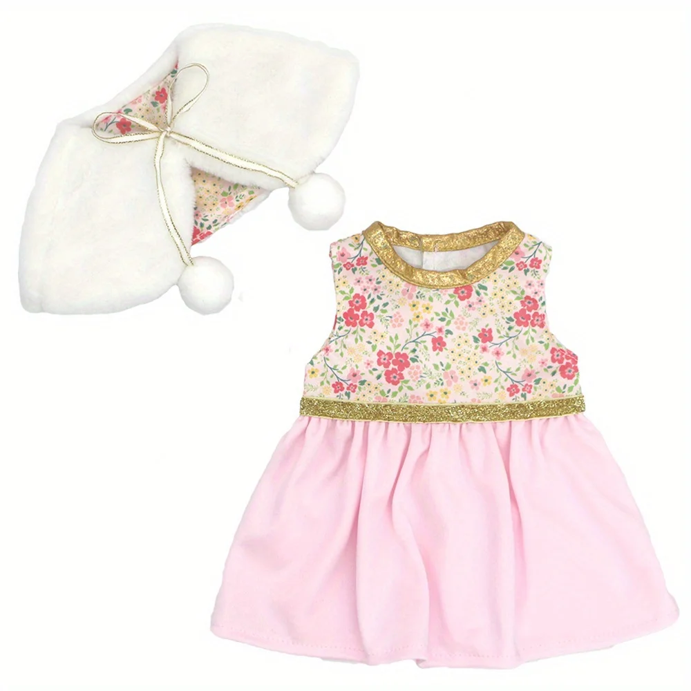 1 set of white cape dress with gold trim doll clothes for 18-inch (45.7cm) doll girls. Suitable for American dolls