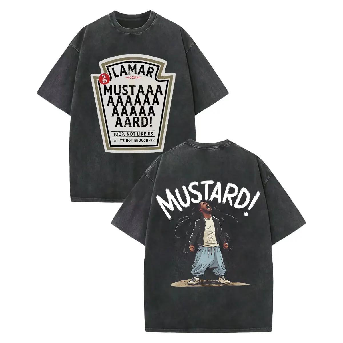 

Rapper Kendrick Lamar They Not Like Us Mustard T-shirts Men's Women Hip Hop Vintage Washed T-shirt High Quality Fashion T Shirts