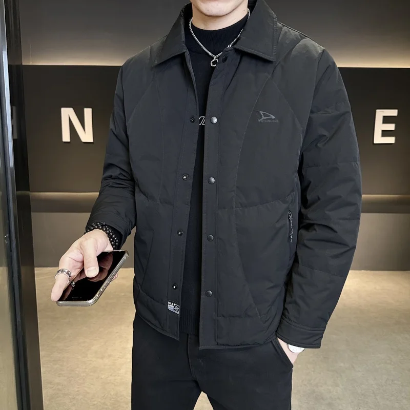 

Lightweight Sli Men's down Jaet White Du Feather ort Flip Collar Casual Faionable Winter Coat M Jaet