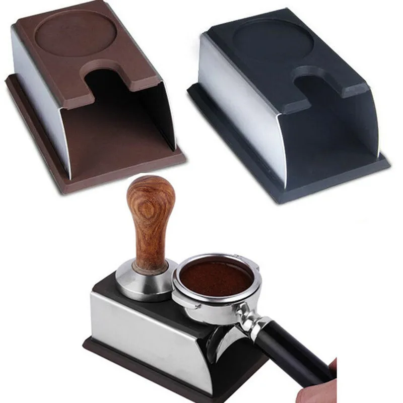 Coffee Temper Stand, Sturdy Stainless Steel Tamping Stand for Coffee Machine and Coffee Tamper Storage Base with Silicone Mat