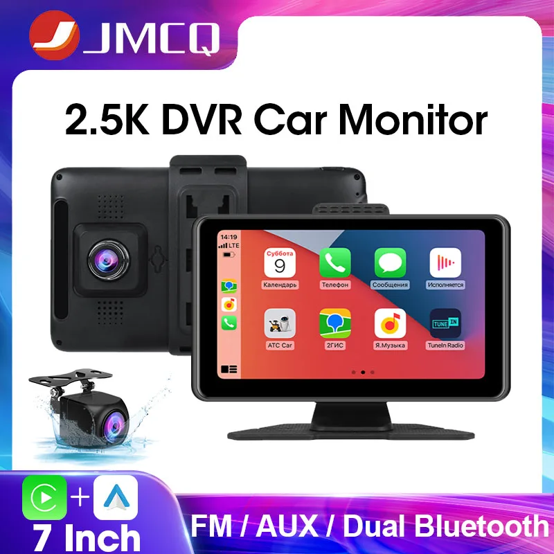 

JMCQ Universal 7" Car Multimedia Video Player Touch Screen Support Wireless Carplay Android Auto AUX FM Transmitter Bluetooth