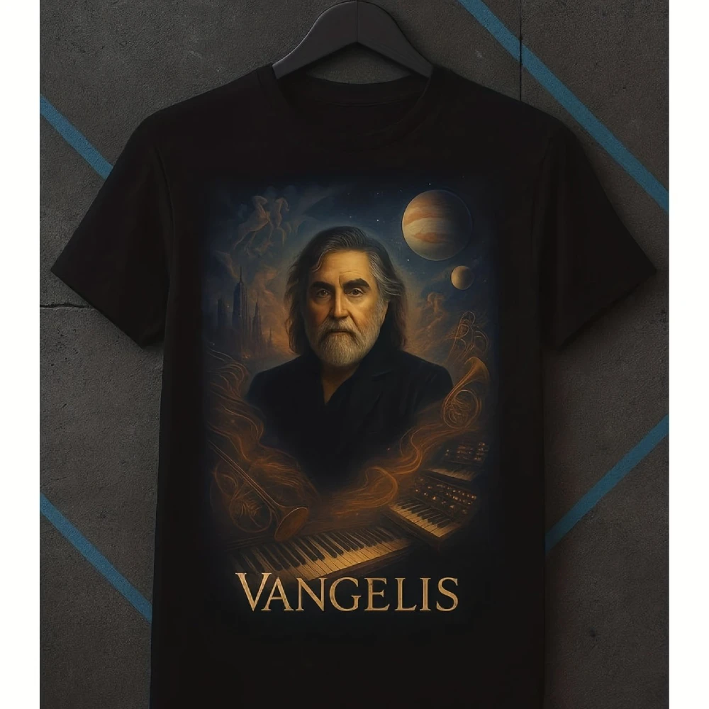 Men'S Vangelis Synth Legend T-Shirt Featuring Iconic Vangelis Synthesizer Prints Tribute To The Retro Music Composer of The 80S