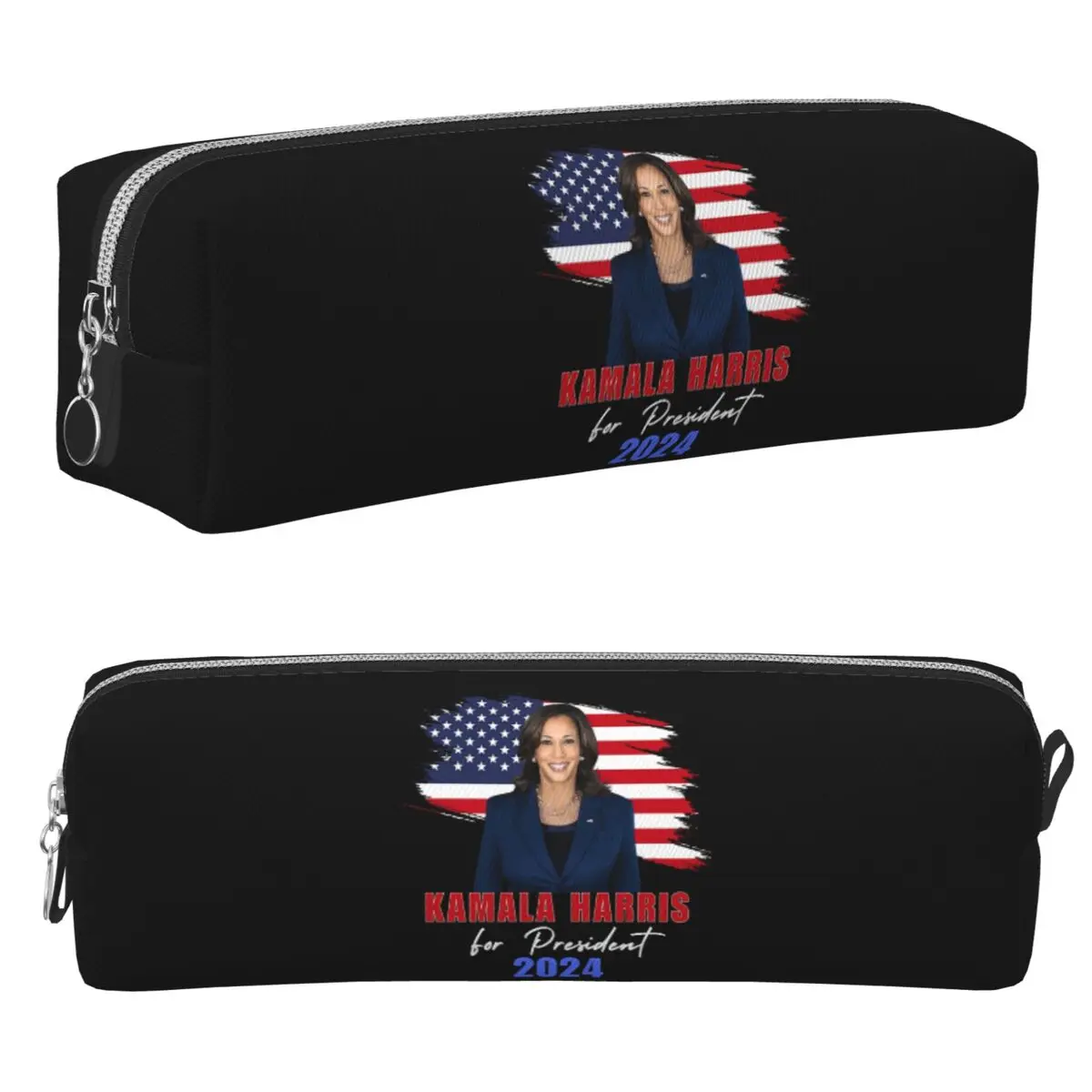 Kamala Harris For President 2024 Federmäppchen, große Aufbewahrungstaschen für Stifte, Stiftbox für Jungen und Mädchen, Schreibwaren, Federmäppchen, Kosmetiktasche
