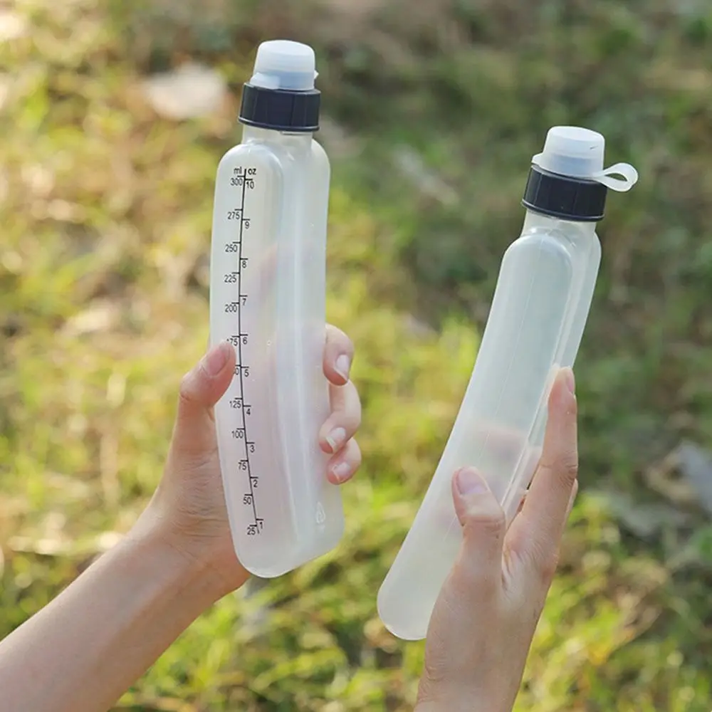Portable Running Water Bottle 180/330/350ml with Scale Curved Water Flask Transparency BPA Free Squeezing Water Bottle Running