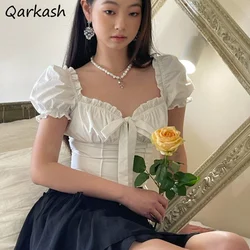 Blouses Women Vintage Sexy Crop Tops Summer Aesthetic Party Wear Sweet Feminine Puff Short Sleeve Designer Fashionable Hotsweet