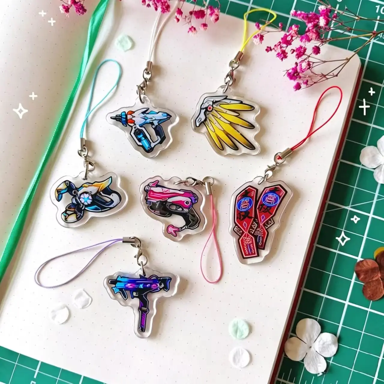 Overwatch 2 phone charms  OW2 acrylic charms   DVA  Mercy  Sombra   Kiriko  Symmetra  Juno  Overwatch Keychains - Gaming gifts